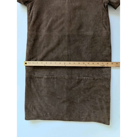NWT Sessun Genuine Real Leather Suede Brown Shift Mini Dress Medium - Picture 13 of 14